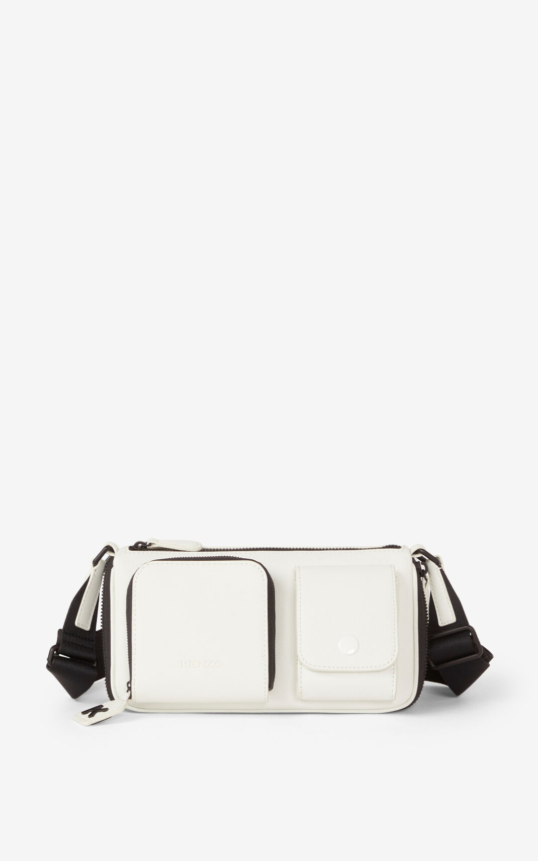 Sac Bandoulière Kenzo Small Kompact Cuir Homme Blanche | BCWN-25041